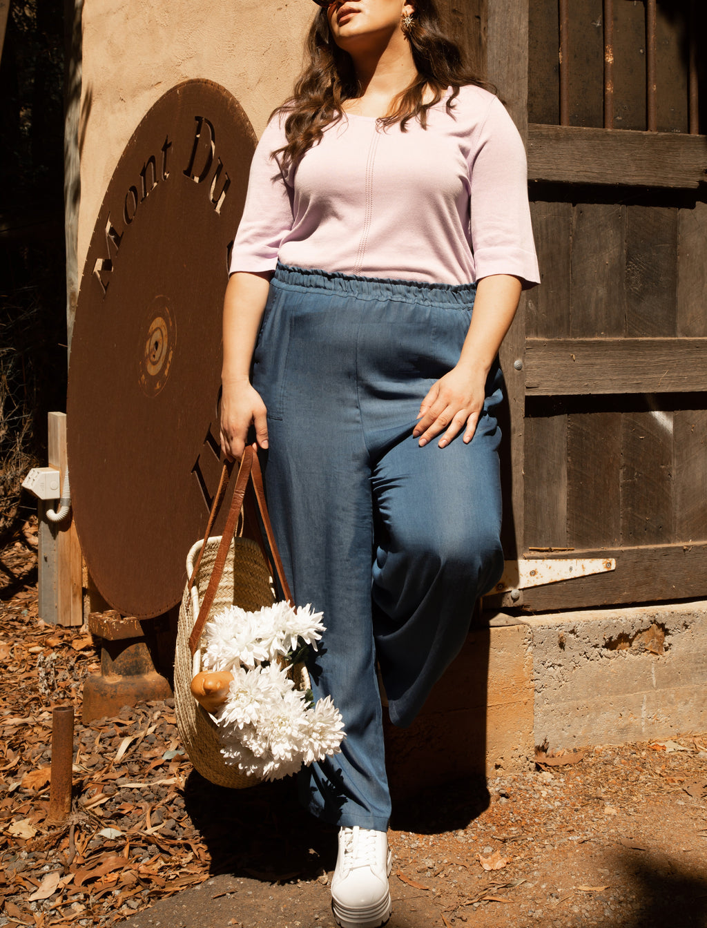 Yasi Palazzo Pant — Denim Wash
