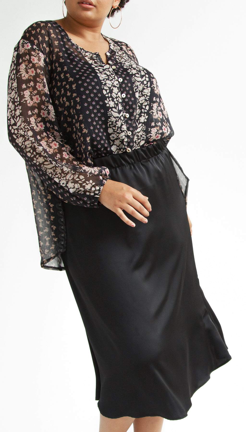 Harper Flip Skirt in Cafe Noir — studio front