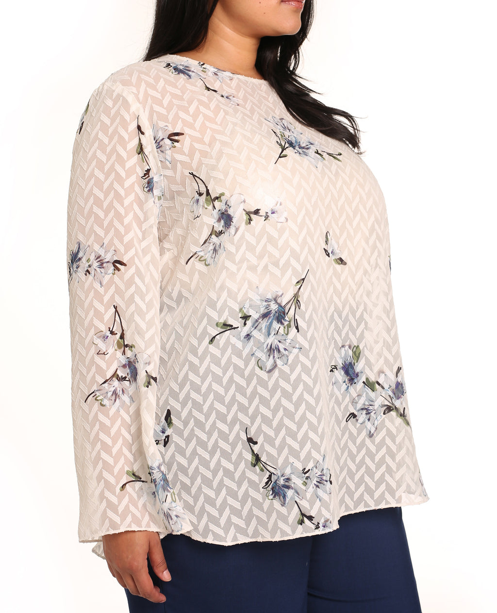 Serena Top — Haze Blue Fiori