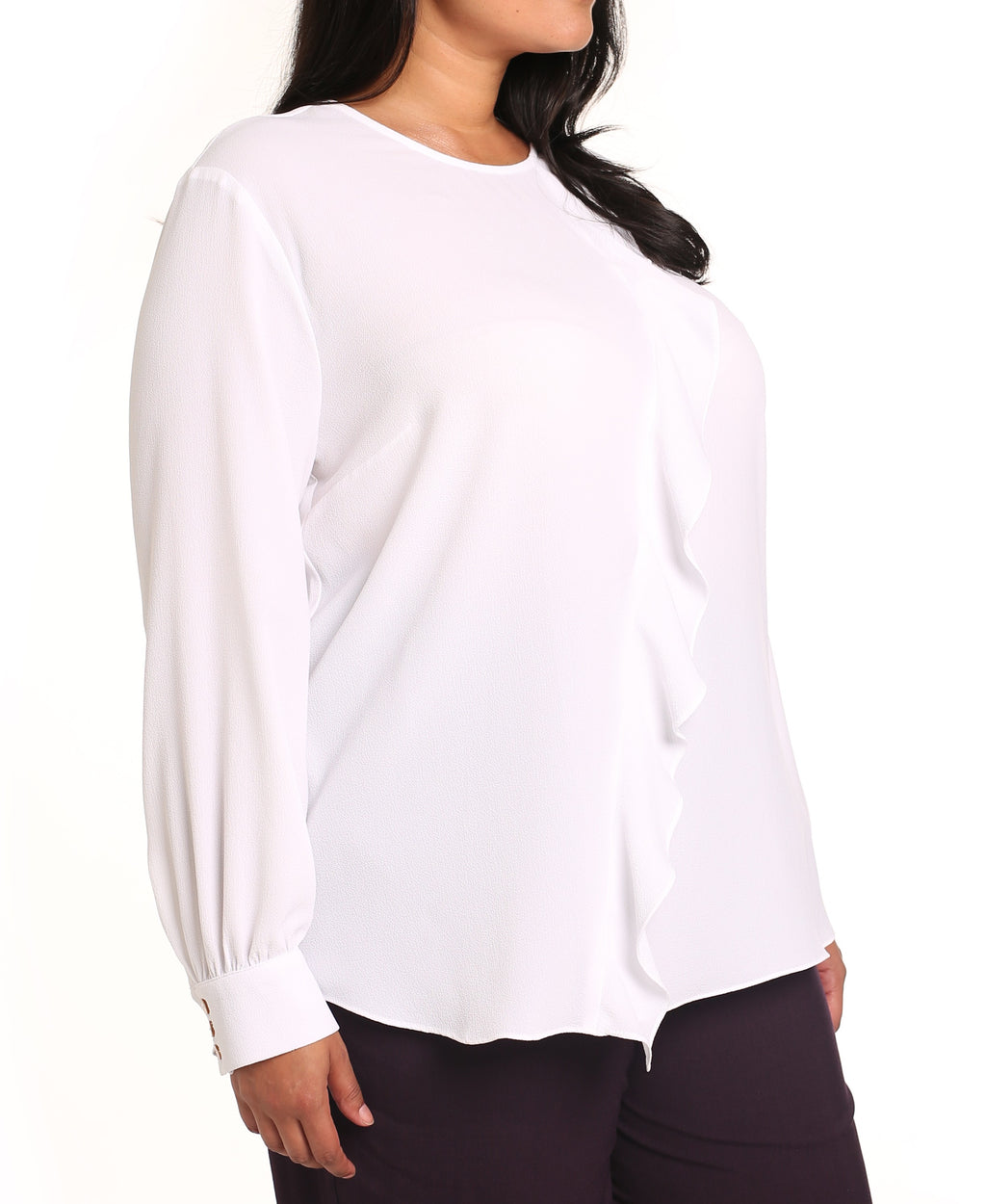 Lena Frilled Top — Alabaster