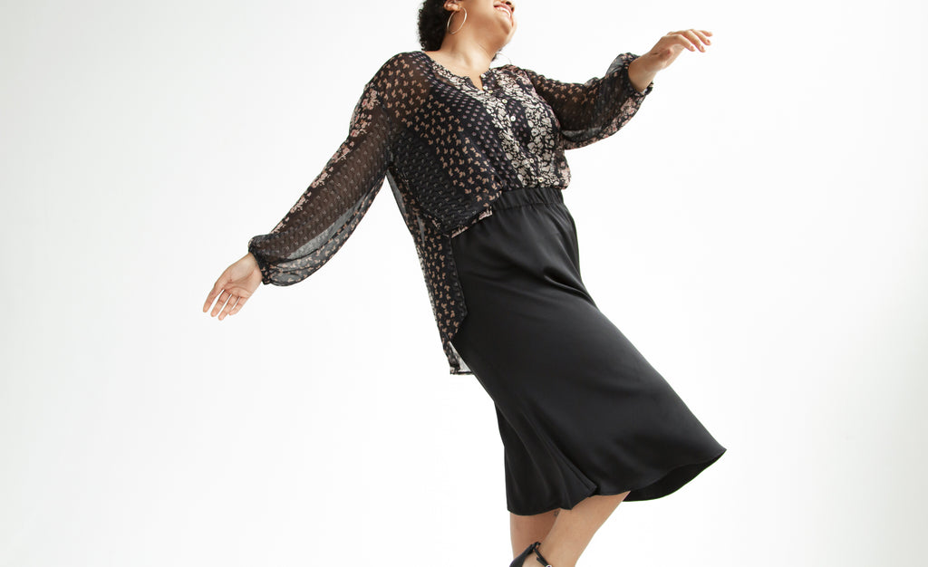 Harper Flip Skirt in Cafe Noir — full length