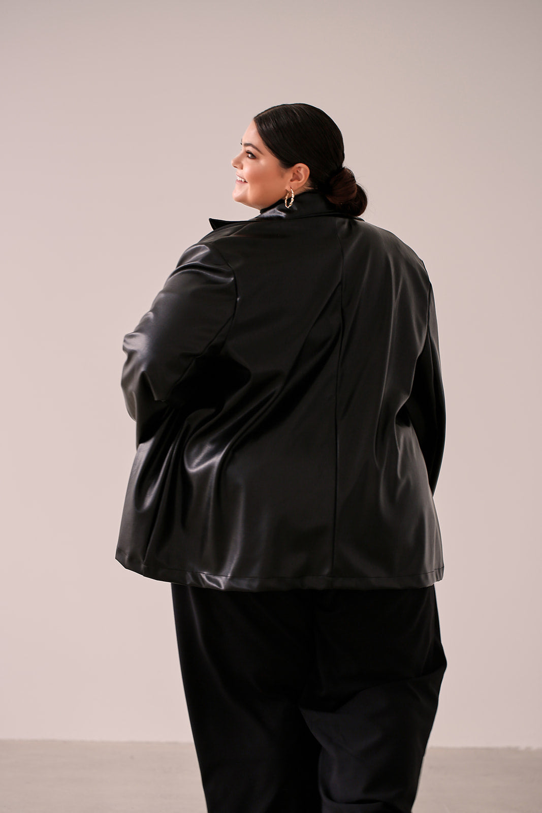 Sienna Leather Effect Blazer — Black