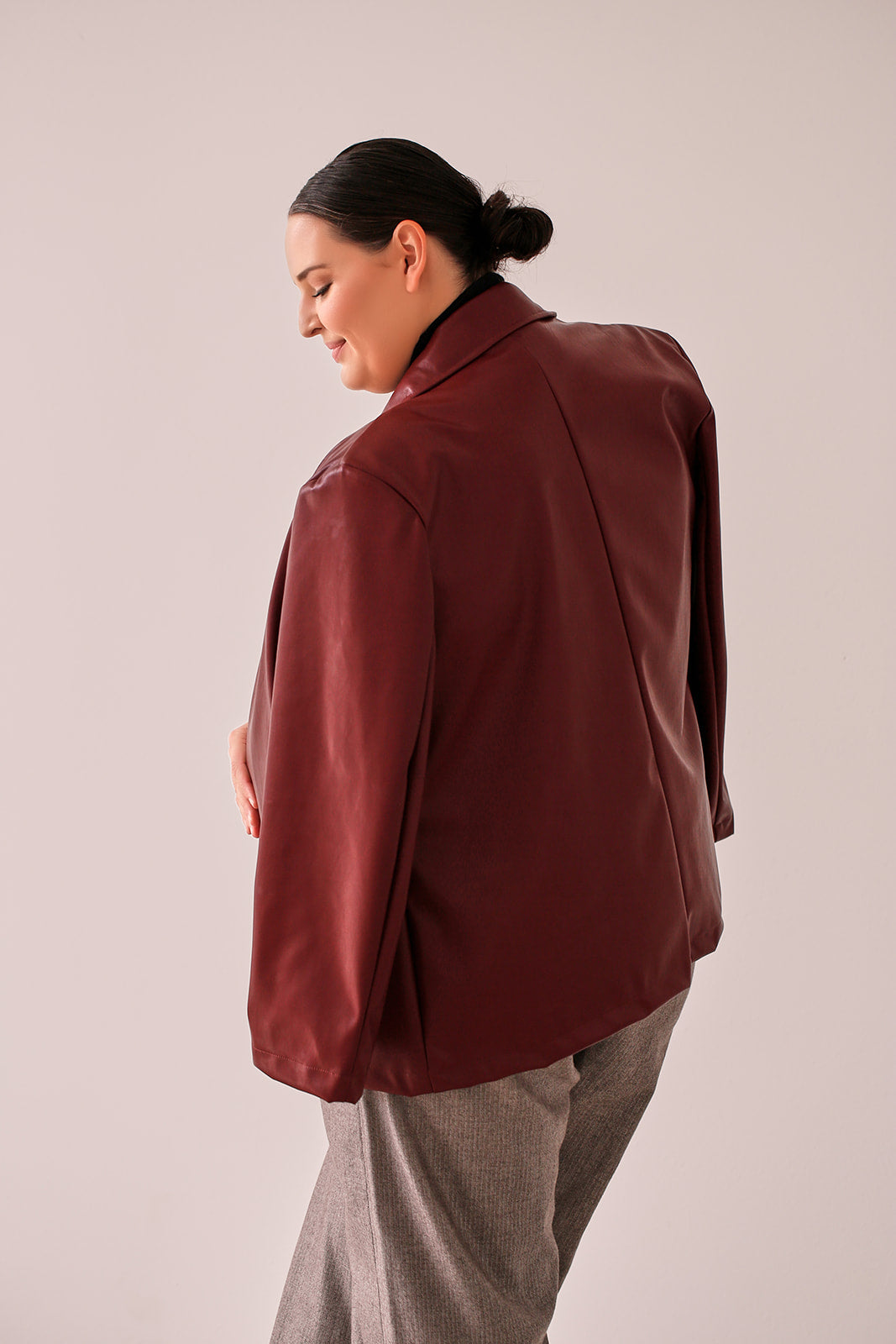 Sienna Leather Effect Blazer — Wine