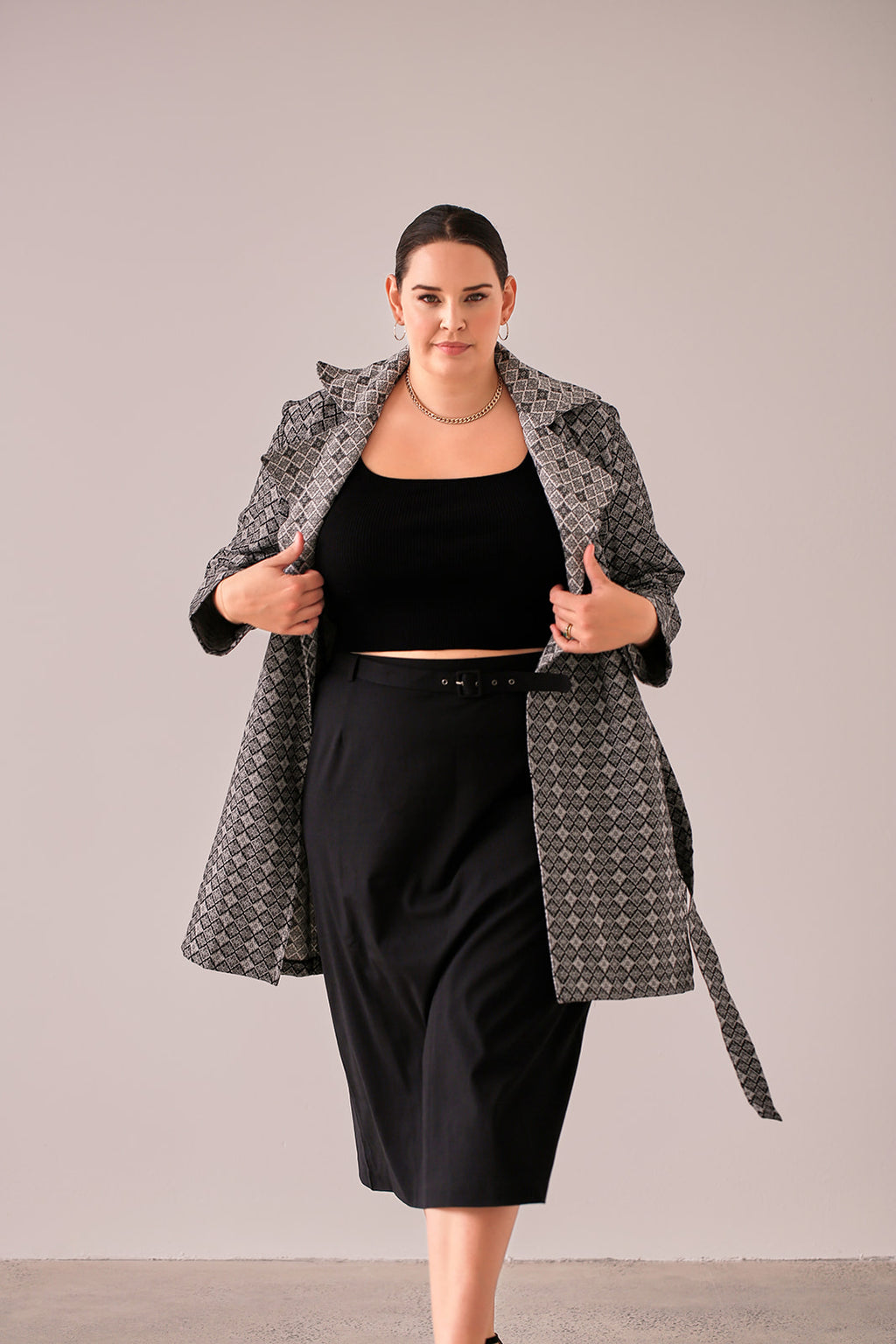 Mazzy Knit Jacket — Black & White Jacquard