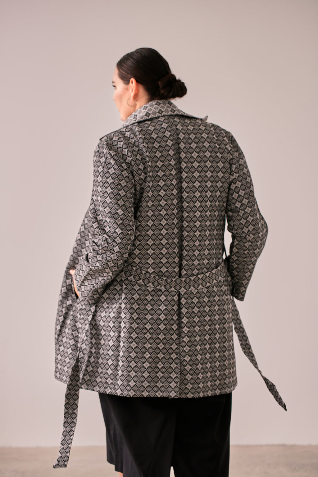 Mazzy Knit Jacket — Black & White Jacquard