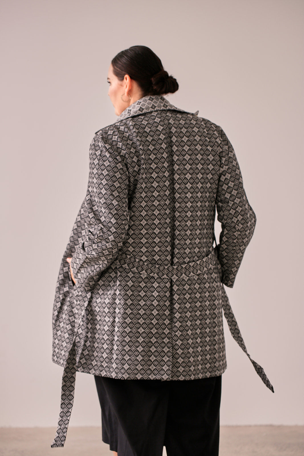 Mazzy Knit Jacket — Black & White Jacquard