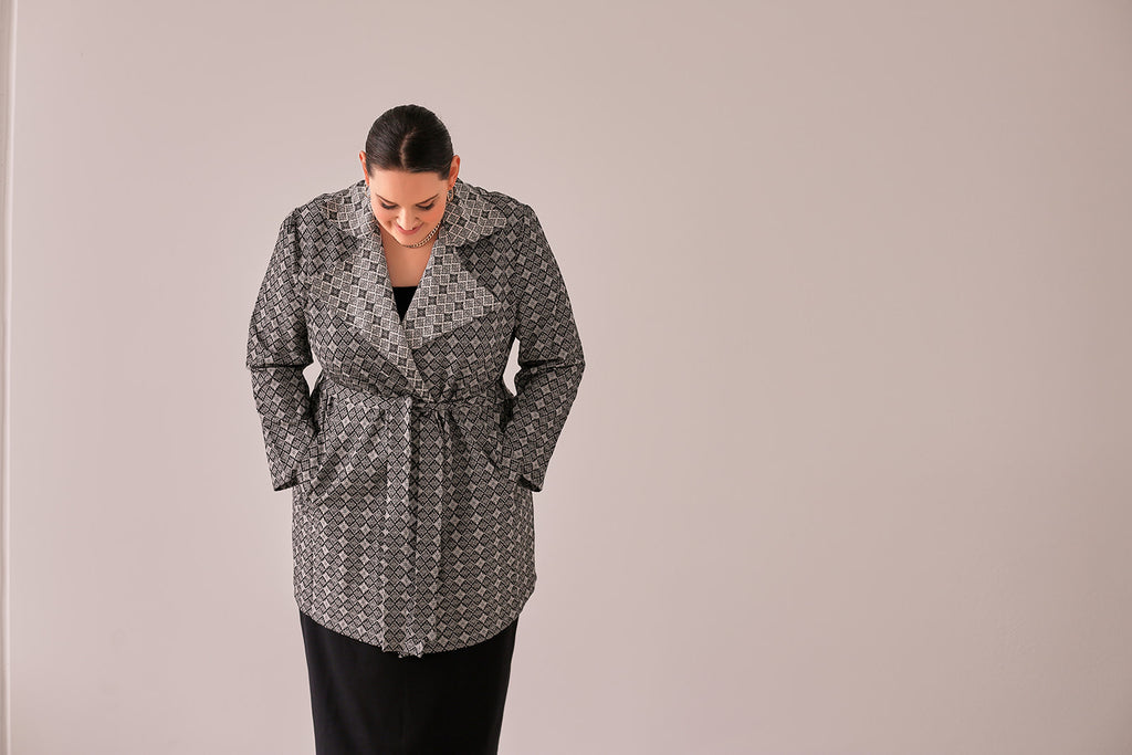 Mazzy Knit Jacket — Black & White Jacquard