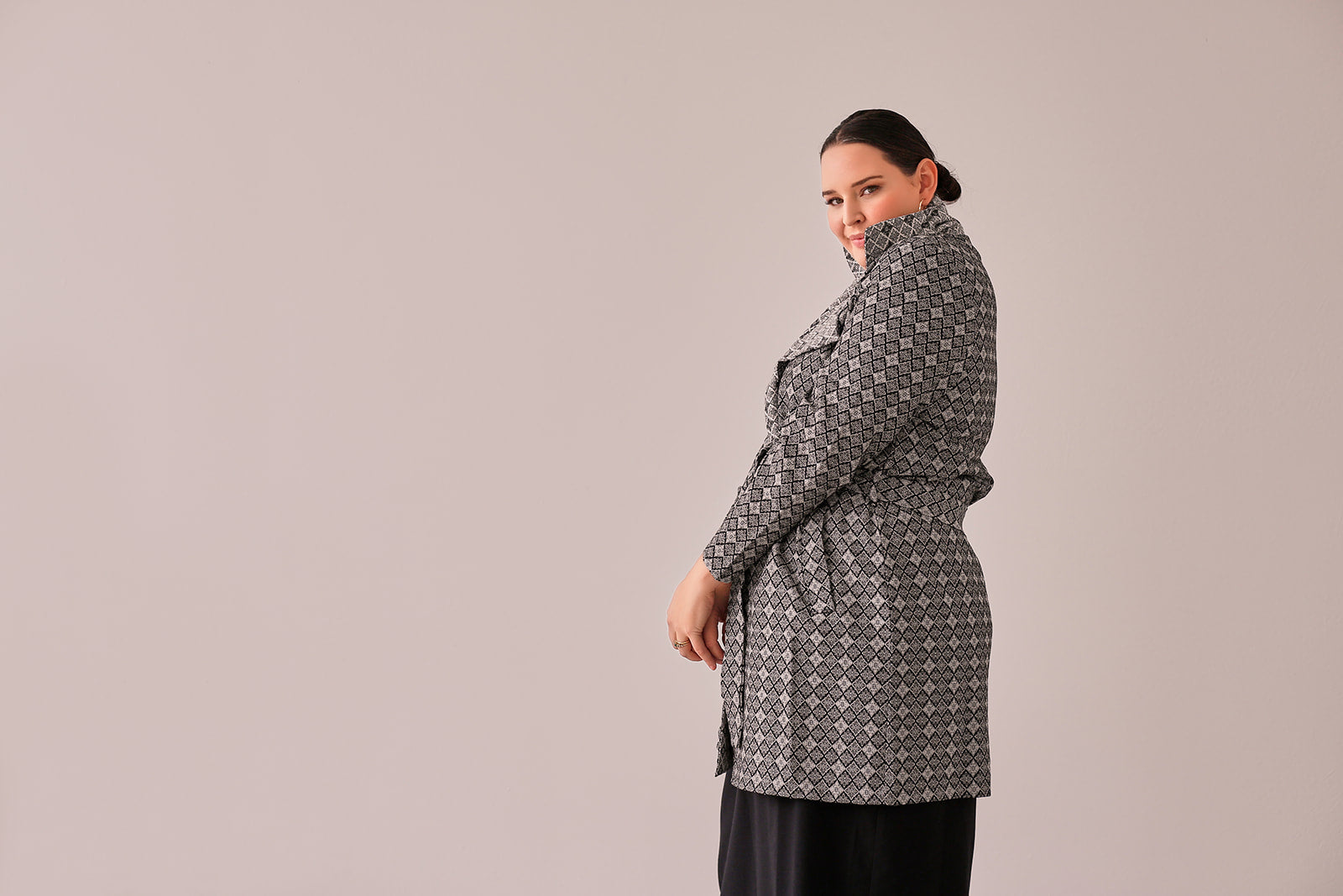 Mazzy Knit Jacket — Black & White Jacquard