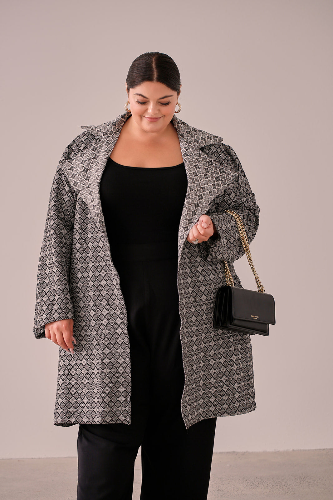 Mazzy Knit Jacket — Black & White Jacquard