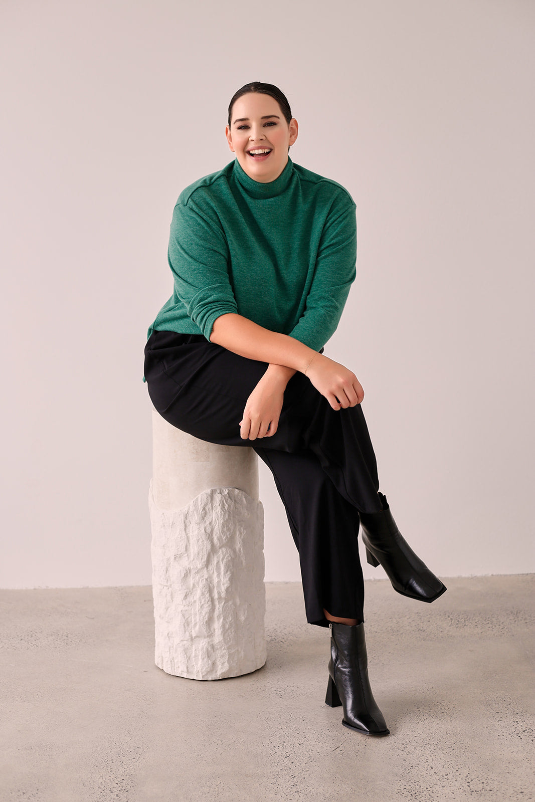 Montanna Knit Top Green — close up portrait