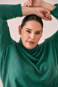Montanna Knit Top Green — full length seated