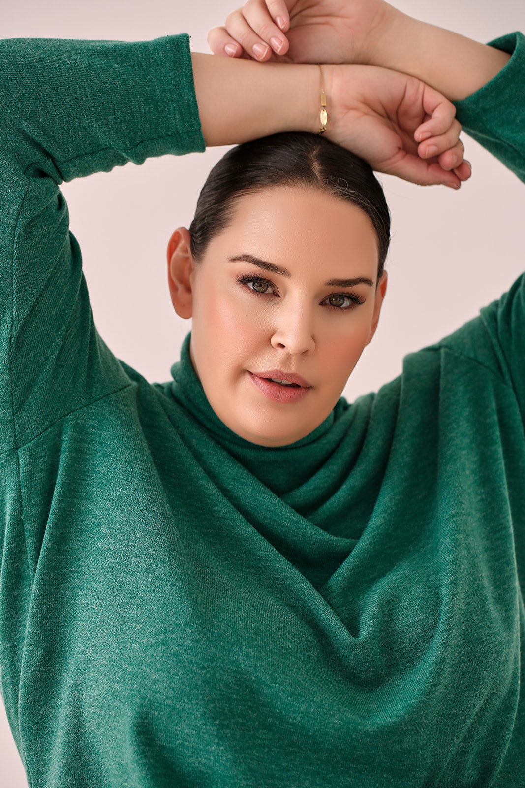 Montanna Knit Top Green — full length seated