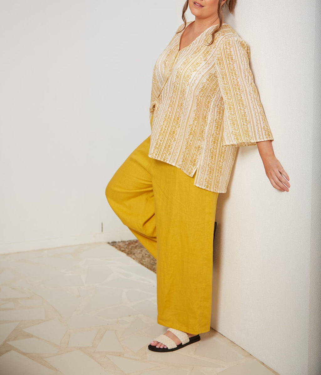 Willow Broderie Top in Saffron — front standing