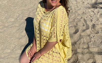 Clara Crochet Knit Kaftan — Aruba Yellow