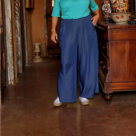 Yasi Palazzo Pant — Denim Wash