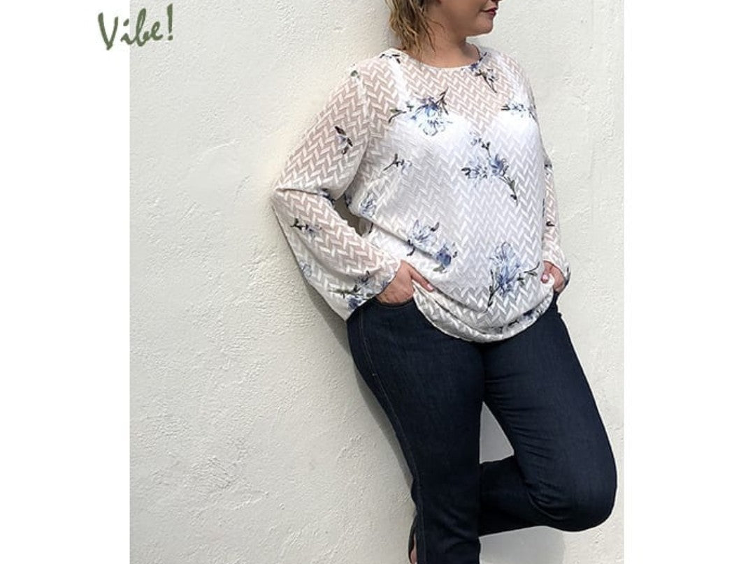 Serena Top — Haze Blue Fiori